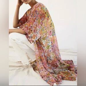 Anthropologie Bl^nk London Floral Pink Boho Kimono Duster OS
